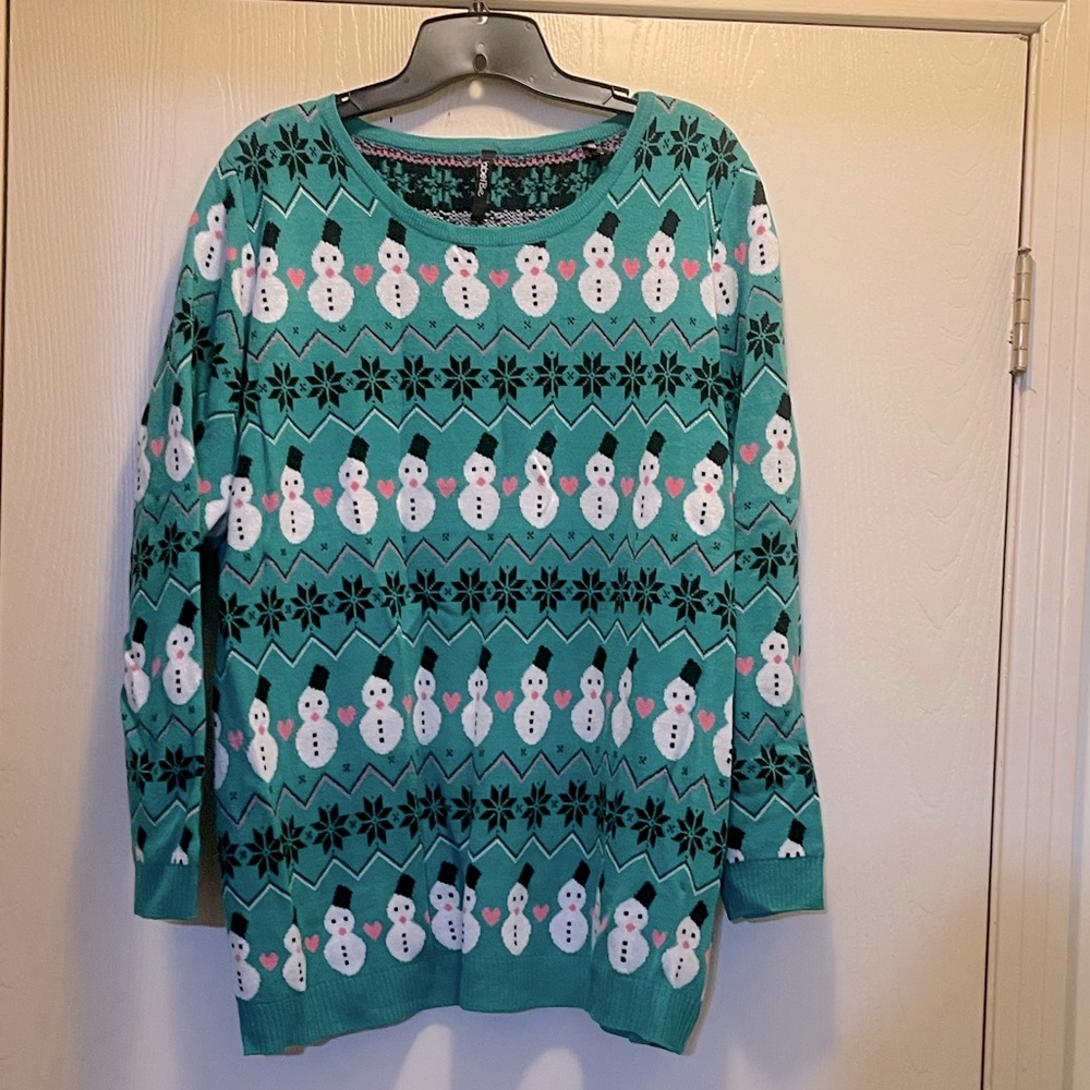 Simply Be Turquoise Snowman Sweater Size 16/18